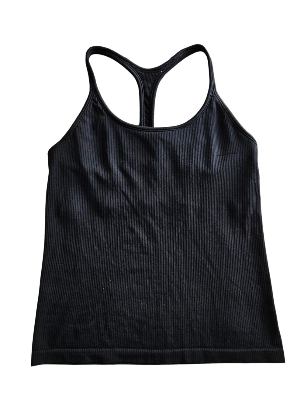 Athleta Womens Large Black Ribbed Racerback Tank